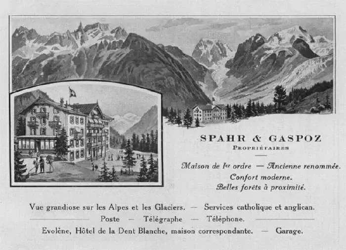 Affiche publicitaire d'époque — Spahr & Gaspoz Propriétaires